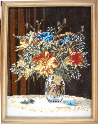Bouquet of flowers in a crystal vase