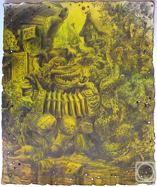 Hromyko Alexandr. Baba Yaga goes to battle with crocodile