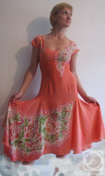 Ivlicheva Tatiana. Batik-dress "Peonies"