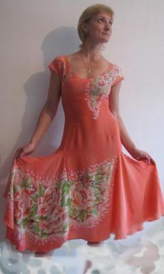 Batik-dress "Peonies". Ivlicheva Tatiana
