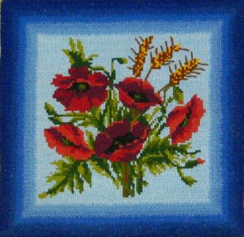 Poppies and ears (cover for decorative pillow)