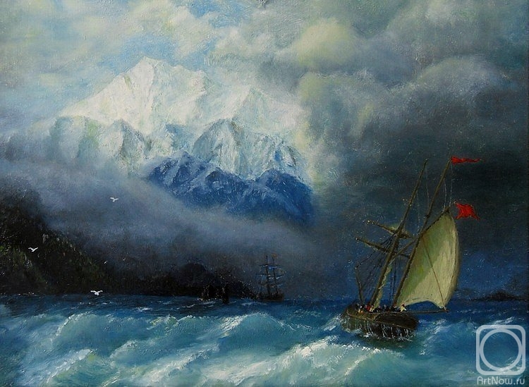 Kolodin Vladimir. Sailboat (copy from the painting by Aivazovsky)