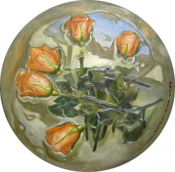 Painting Roses in a circle. Krasnova Nina