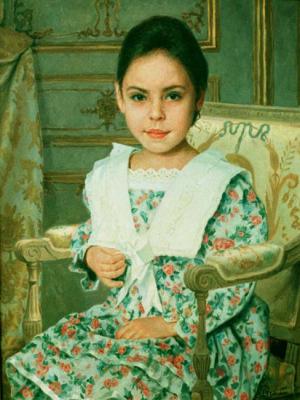 Children's portrait in an armchair. Razzhivin Igor
