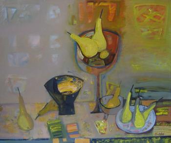Still-life with pears and black vase. Gorshunova Tatiana