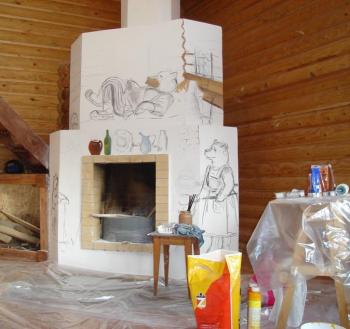 Painting on fireplace 2. Sergeyeva Irina