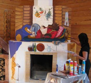 Painting on fireplace 5