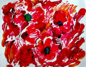 Red flowers (monotype)