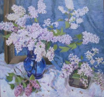 Lilac in dark blue a vase. Moskaleva Irina