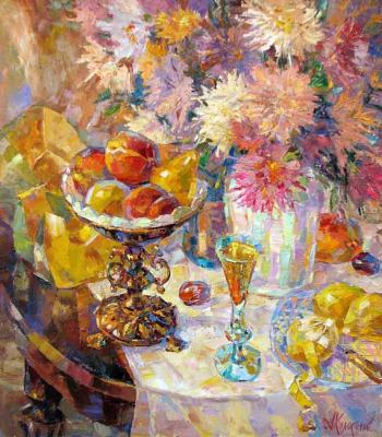 Still life with a glass of champagne