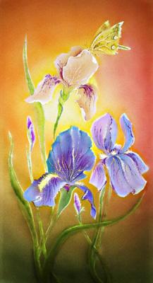 Butterfly and irises