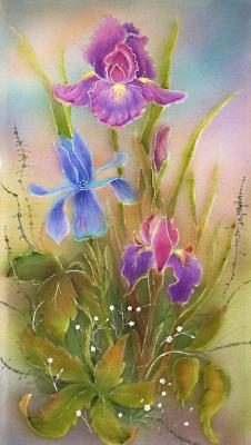 Irises on blue