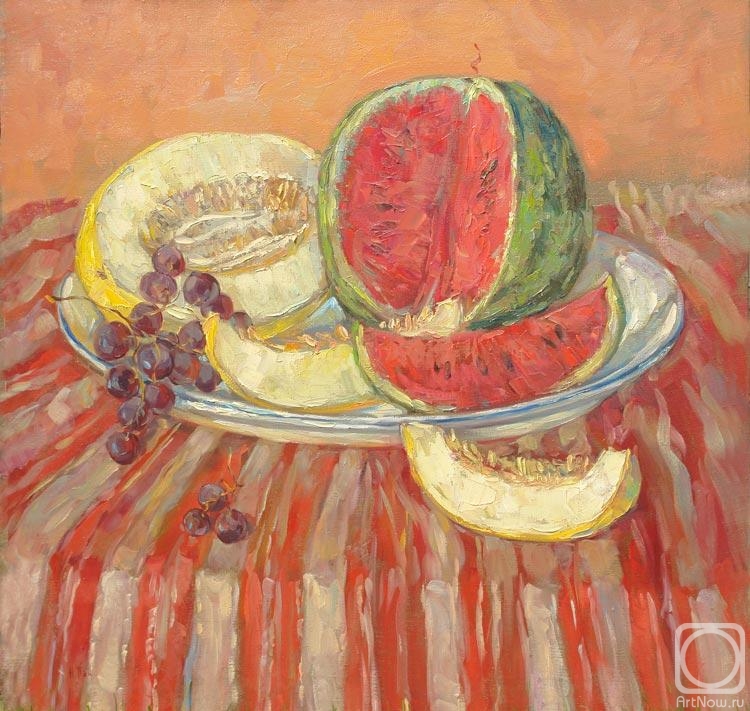 Panyukova Nina. Water-melon on a red background