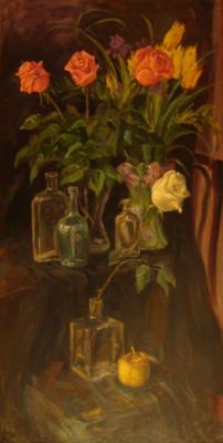 Roses on a black background. Panyukova Nina
