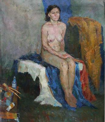 Model almost on a blue background. Kuznetsov Grigory