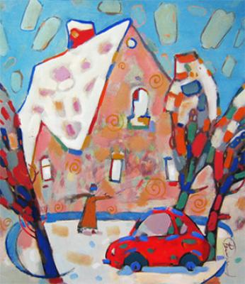 LANDSCAPE With the RED CAR (Landscape With Car). Barsukov Denis