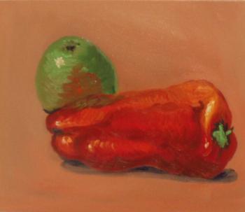 264 (still life with pepper and apple). Lukaneva Larissa