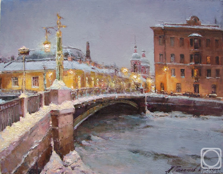 Galimov Azat. Panteleymonovsky bridge. Evening. Winter 2010