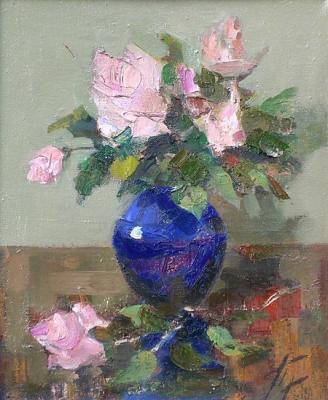 Pushin George Evgenievich. Roses in the blue vase