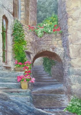 A flowering courtyard in Eze