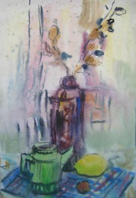 Still life with green kettle