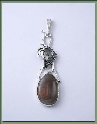 Pendant from the series "Fish" with agate