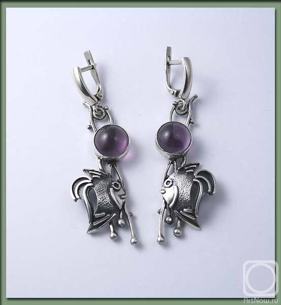 Boldin Vadim. Earrings from the series "Fish" with amethyst