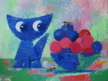 Blue cat, wasps, plums. Trosinenko Olga