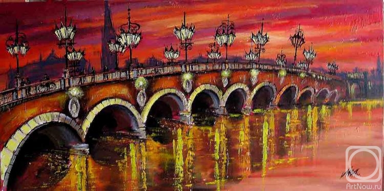 Malashkina Irina. A stone bridge at dusk. Bordeaux