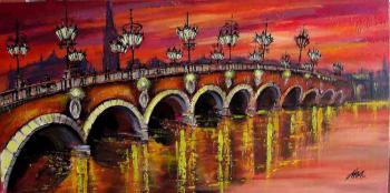 A stone bridge at dusk. Bordeaux. Malashkina Irina