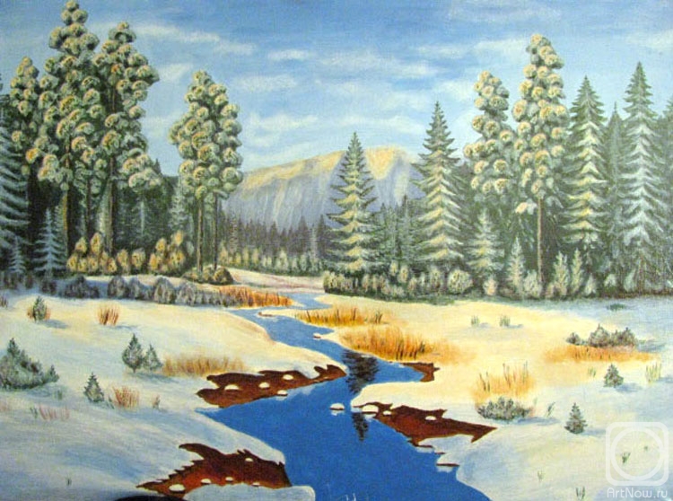 Bandurko Viktor. A stream in a winter forest