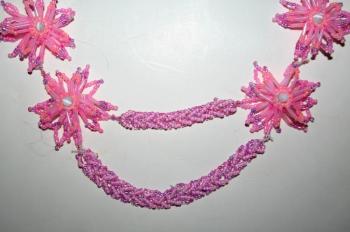 Necklace "Pink flowers" (fragment)