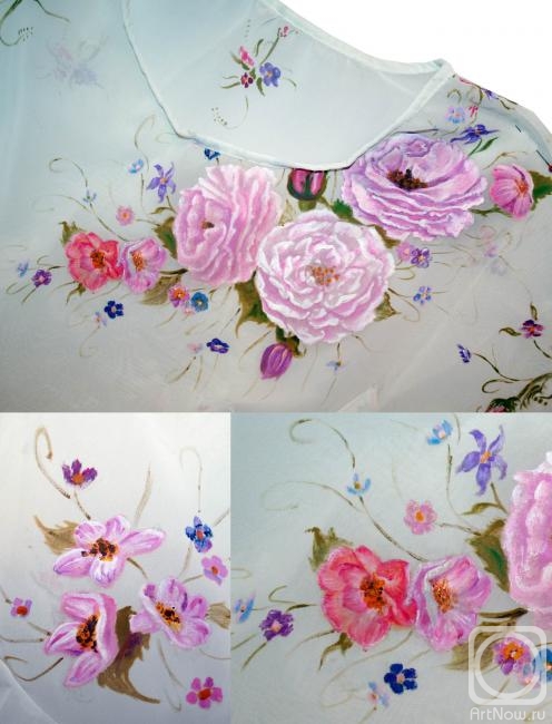 Kudryashov Galina. Chiffon blouse with tea roses (fragments)