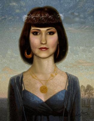 Daughter of the morning light. Portrait of Anastasia Kolskaya. Akindinov Alexey