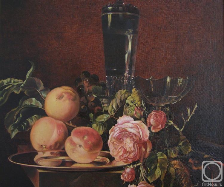 Dobrovetska Irina. "Roses et peches" (fragment) copy painting author WILLEM VAN AELST
