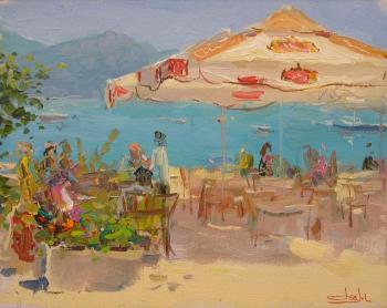 Summer cafe by the sea