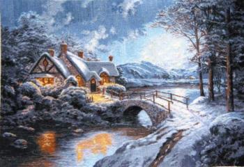 Snow-white night (based on the painting by T. Kincaid). Gvozdetskaya Tatiana