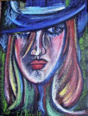 Lady in a blue hat