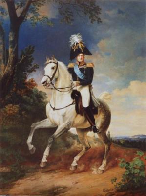 Portrait of Alexander the I on the horse. Deynega Tatyana