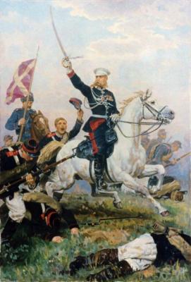 Copy of the picture of Dmitriev-Orenburgsky "General Skobelev M. D. on the horse". Deynega Tatyana