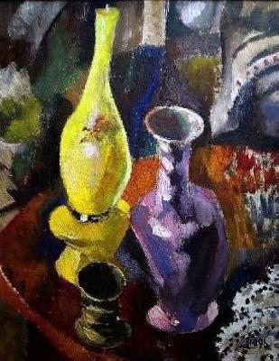 Still life with paraffin candle.1996. Makeev Sergey