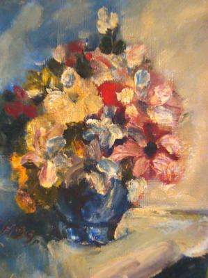 Bouquet in a blue vase
