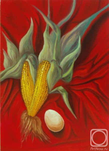 Lukaneva Larissa. 318 (Still life with corn cobs and egg)