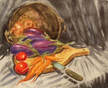 320 (still life with carrots and eggplant) (Chopping Board). Lukaneva Larissa