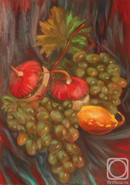 Lukaneva Larissa. 322 (Still life with pumpkins and grapes)