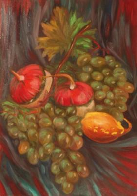 322 (Still life with pumpkins and grapes). Lukaneva Larissa