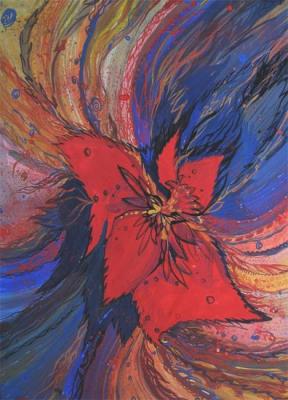 Decorative composition. Red Flower. Petrovskaya-Petovraji Olga