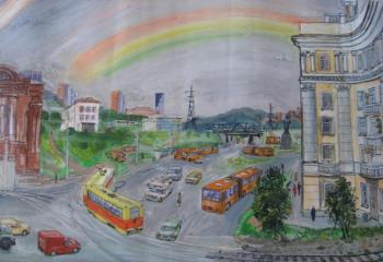 Lugovaya Square, the city of Vladivostok in the 80s (triptych)