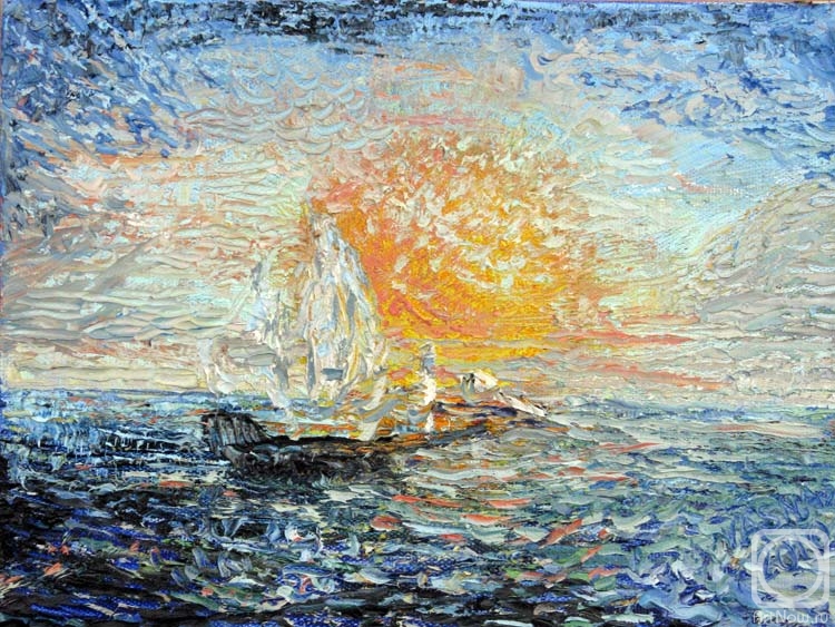 Poltavsky Aleksandr. The sailboat at the background of sunset