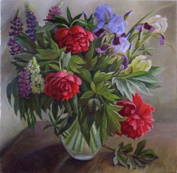Peonies, lupines and irises. Shumakova Elena